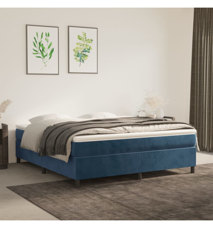 Sommier à lattes de lit et matelas Bleu foncé 180x200cm Velours | Mobilier & Déco