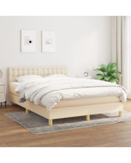Sommier à lattes de lit avec matelas Crème 140x200 cm Tissu | Mobilier & Déco