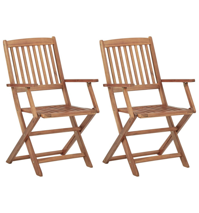 Chaises pliables d'extérieur lot de 2 Bois d'acacia solide | Mobilier & Déco
