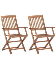 Chaises pliables d'extérieur lot de 2 Bois d'acacia solide | Mobilier & Déco