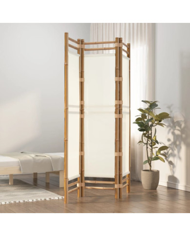 Cloison de séparation pliante 3 panneaux 120 cm Bambou et toile | Mobilier & Déco