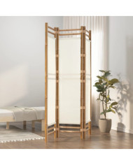 Cloison de séparation pliante 3 panneaux 120 cm Bambou et toile | Mobilier & Déco