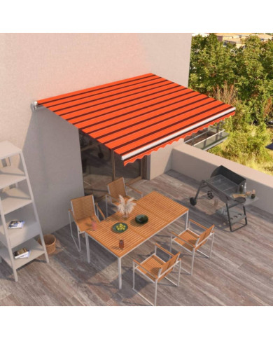 Auvent manuel rétractable 450x350 cm Orange et marron | Mobilier & Déco