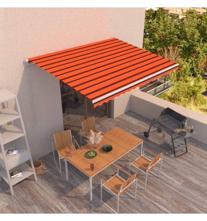 Auvent manuel rétractable 450x350 cm Orange et marron | Mobilier & Déco