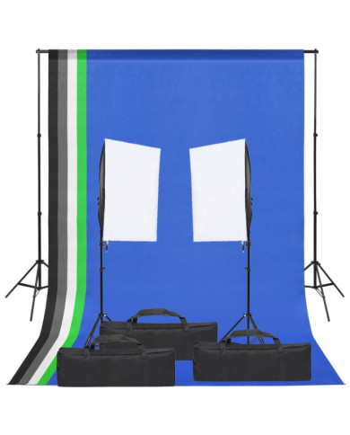 Kit de studio photo avec éclairage et toile de fond | Mobilier & Déco