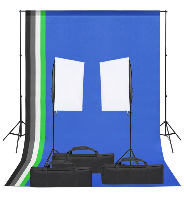 Kit de studio photo avec éclairage et toile de fond | Mobilier & Déco