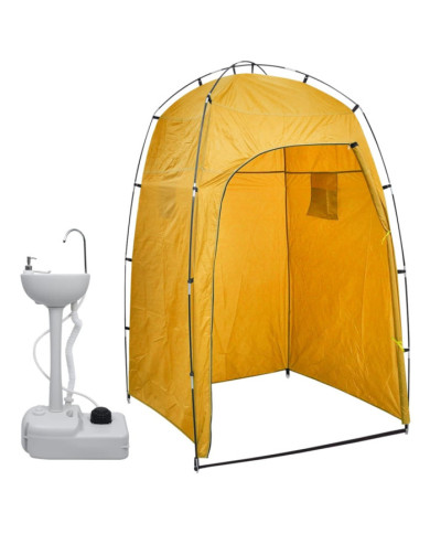 Support de lavage des mains de camping portable avec tente 20 L | Mobilier & Déco