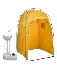 Support de lavage des mains de camping portable avec tente 20 L | Mobilier & Déco