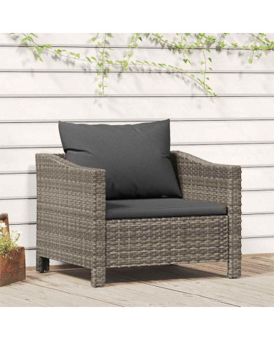 Fauteuil de jardin avec coussin Gris Résine tressée | Mobilier & Déco
