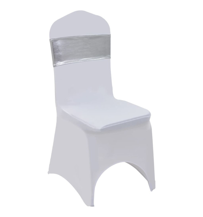 Ruban élastique de chaise 25 pcs avec boucle à diamants Argenté | Mobilier & Déco