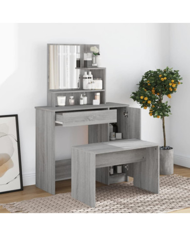 Ensemble de coiffeuse Sonoma gris 86,5x35x136 cm | Mobilier & Déco