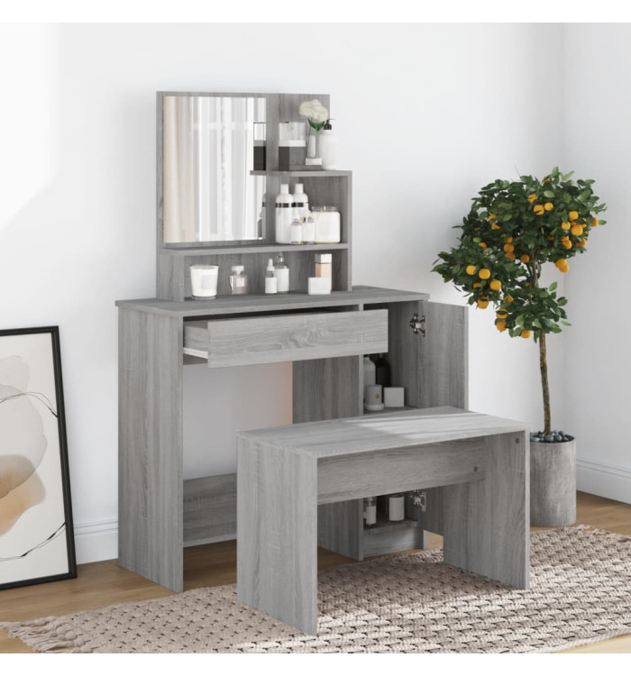 Ensemble de coiffeuse Sonoma gris 86,5x35x136 cm | Mobilier & Déco