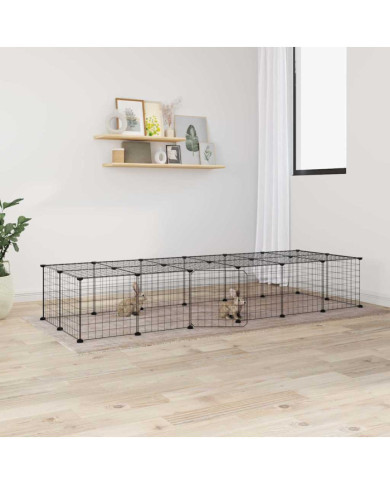 Cage animaux de compagnie à 28 panneaux et porte Noir 35x35 cm | Mobilier & Déco