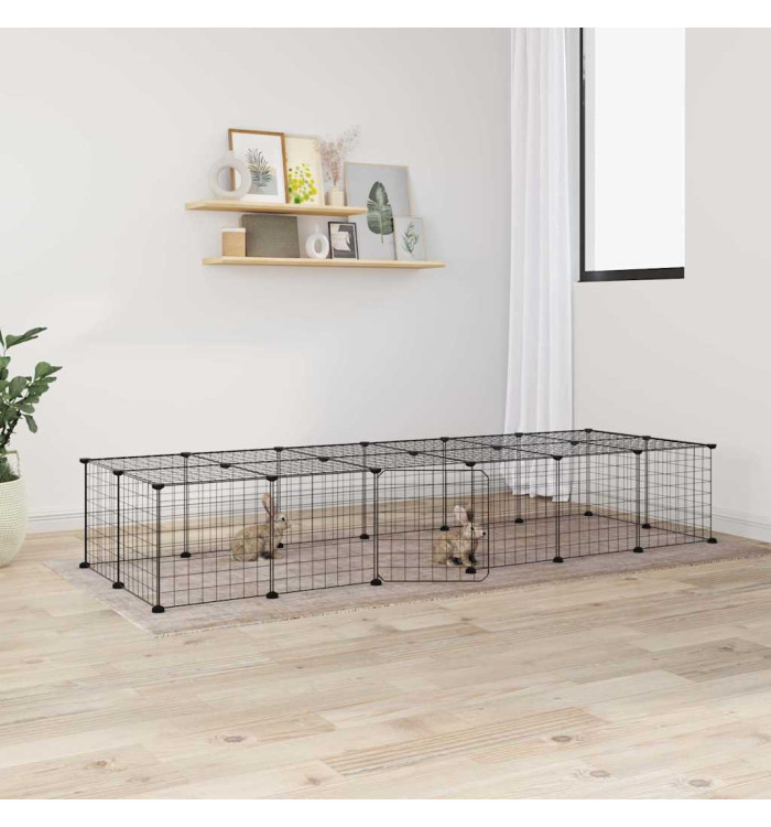 Cage animaux de compagnie à 28 panneaux et porte Noir 35x35 cm | Mobilier & Déco