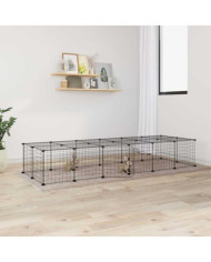 Cage animaux de compagnie à 28 panneaux et porte Noir 35x35 cm | Mobilier & Déco