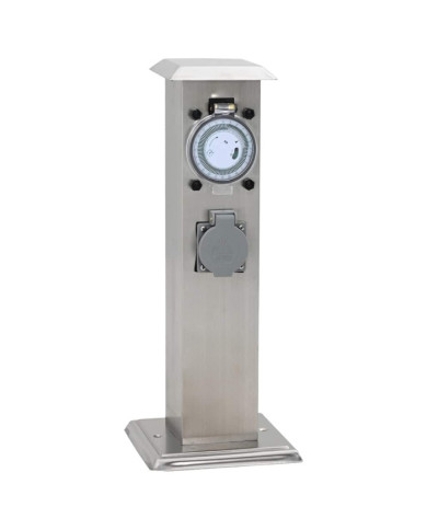Pilier de prise de jardin avec minuterie Acier inoxydable | Mobilier & Déco