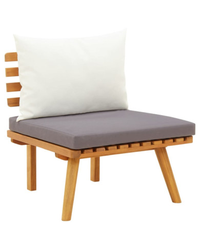 Chaise de jardin avec coussins bois d'acacia massif | Mobilier & Déco