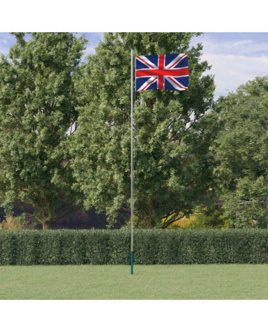 Drapeau du Royaume-Uni et mât 6,23 m Aluminium | Mobilier & Déco