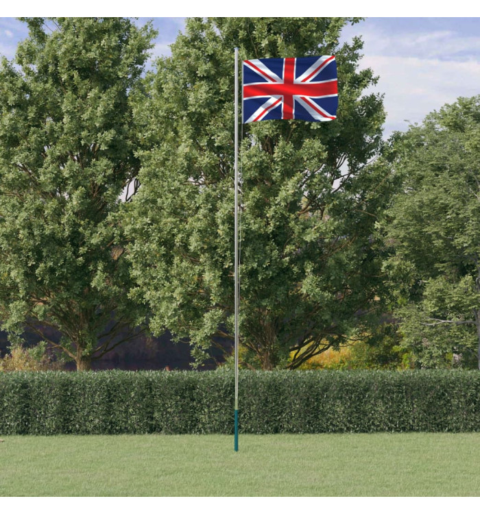 Drapeau du Royaume-Uni et mât 6,23 m Aluminium | Mobilier & Déco