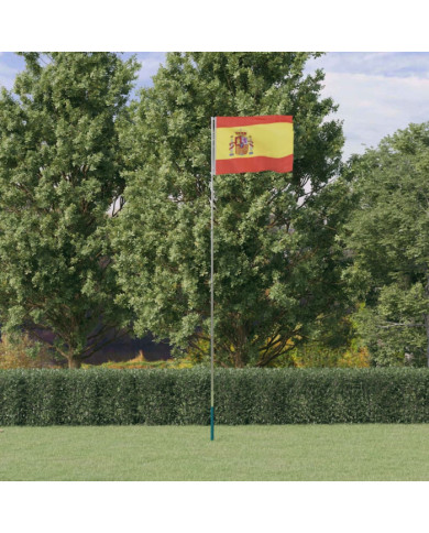 Drapeau de l'Espagne et mât 5,55 m Aluminium | Mobilier & Déco