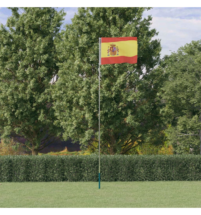 Drapeau de l'Espagne et mât 5,55 m Aluminium | Mobilier & Déco
