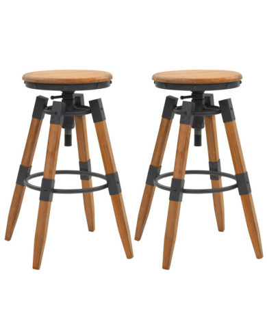 Tabourets de bar lot de 2 bois de sapin solide | Mobilier & Déco