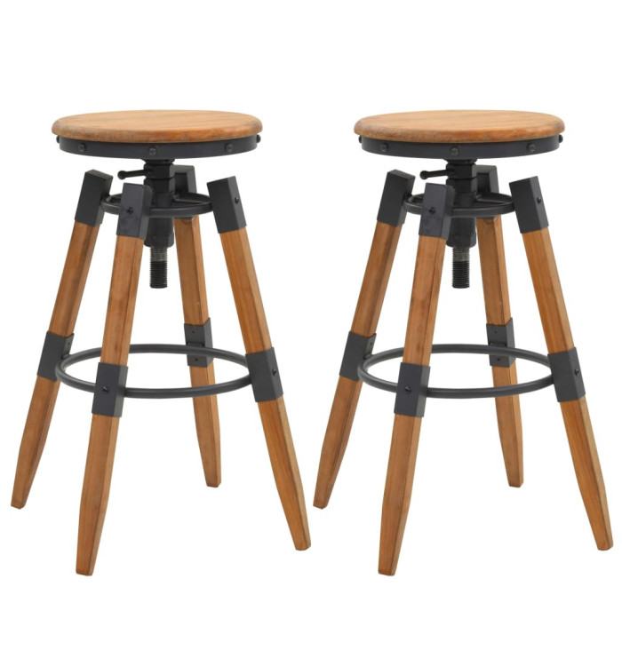 Tabourets de bar lot de 2 bois de sapin solide | Mobilier & Déco