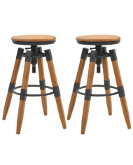 Tabourets de bar lot de 2 bois de sapin solide | Mobilier & Déco