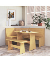 Banc d'angle REINE 151 cm marron miel bois de pin solide | Mobilier & Déco