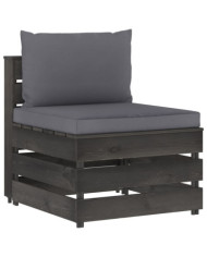 Canapé central sectionnel avec coussins Bois imprégné de gris | Mobilier & Déco