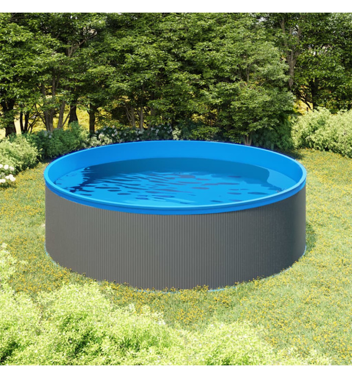 Piscine avec écumoire suspendue et pompe 350x90 cm Gris | Mobilier & Déco
