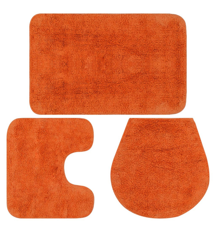 Jeu de tapis de salle de bain 3 pcs Tissu Orange | Mobilier & Déco