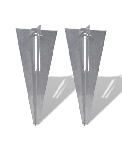 Piquets de poteau de clôture 2 pcs acier | Mobilier & Déco