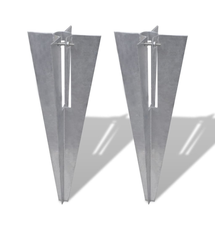 Piquets de poteau de clôture 2 pcs acier | Mobilier & Déco
