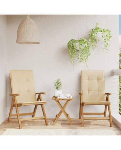 Chaises de jardin inclinables lot de 2 et coussins teck massif | Mobilier & Déco