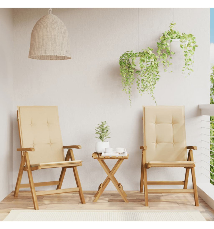 Chaises de jardin inclinables lot de 2 et coussins teck massif | Mobilier & Déco