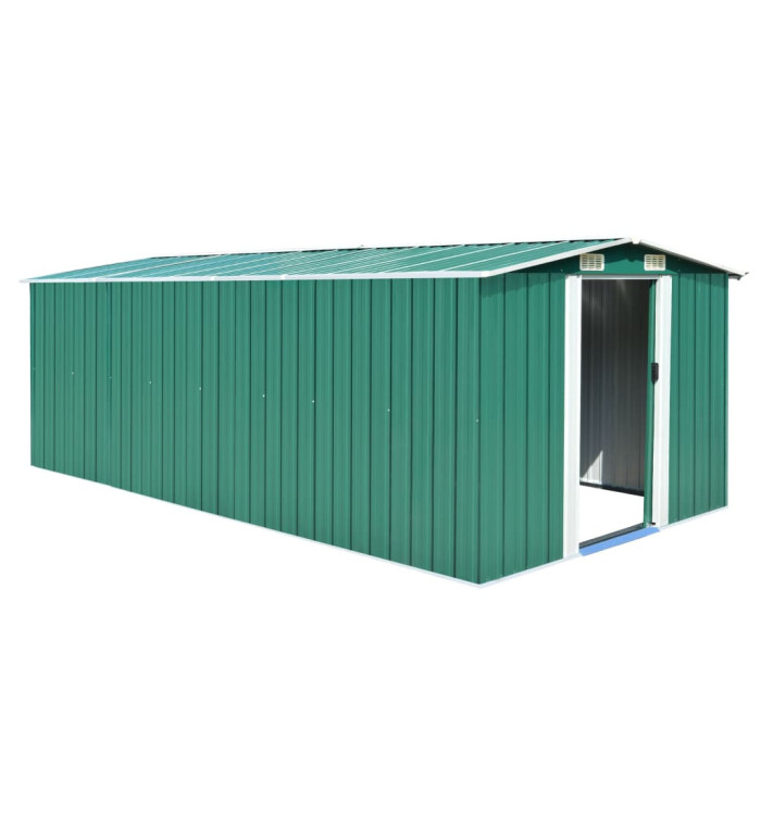 Abri de jardin 257x489x181 cm Métal Vert | Mobilier & Déco