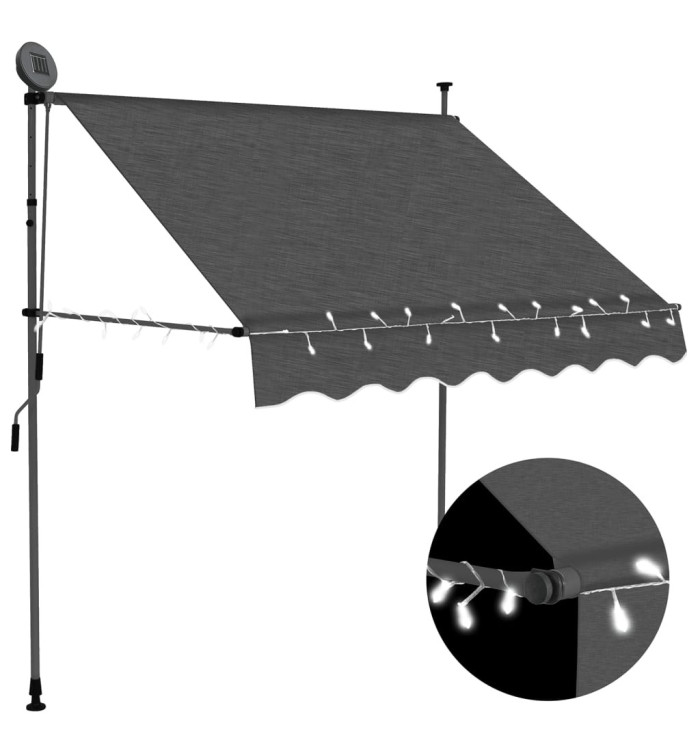 Auvent manuel rétractable avec LED 200 cm Anthracite | Mobilier & Déco