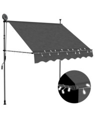 Auvent manuel rétractable avec LED 200 cm Anthracite | Mobilier & Déco