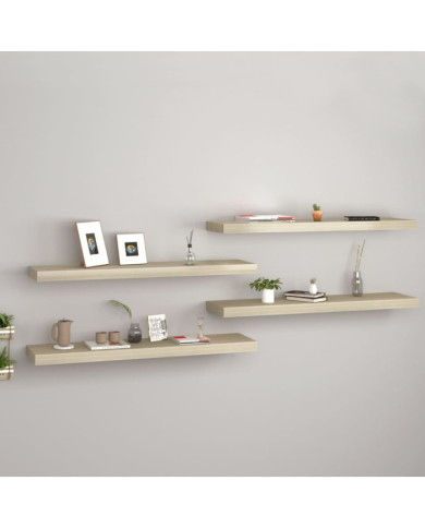 Étagères murales flottantes 4 pcs chêne 90x23,5x3,8 cm MDF | Mobilier & Déco