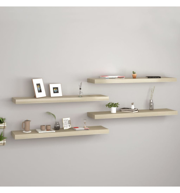 Étagères murales flottantes 4 pcs chêne 90x23,5x3,8 cm MDF | Mobilier & Déco