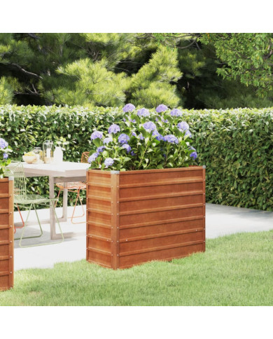 Lit surélevé de jardin rouillé 100x40x77 cm acier corten | Mobilier & Déco
