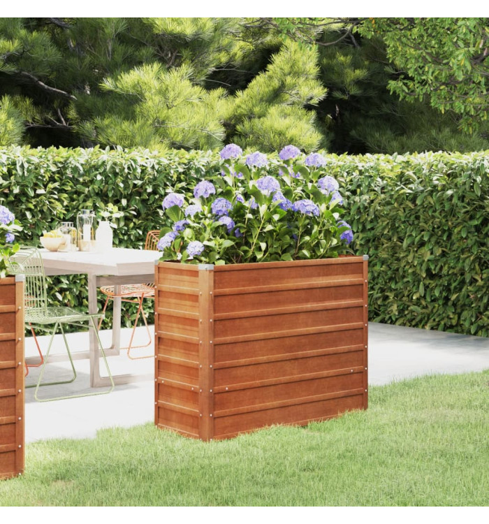 Lit surélevé de jardin rouillé 100x40x77 cm acier corten | Mobilier & Déco