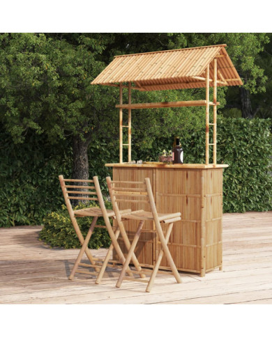 Mobilier de bar 3 pcs Bambou | Mobilier & Déco