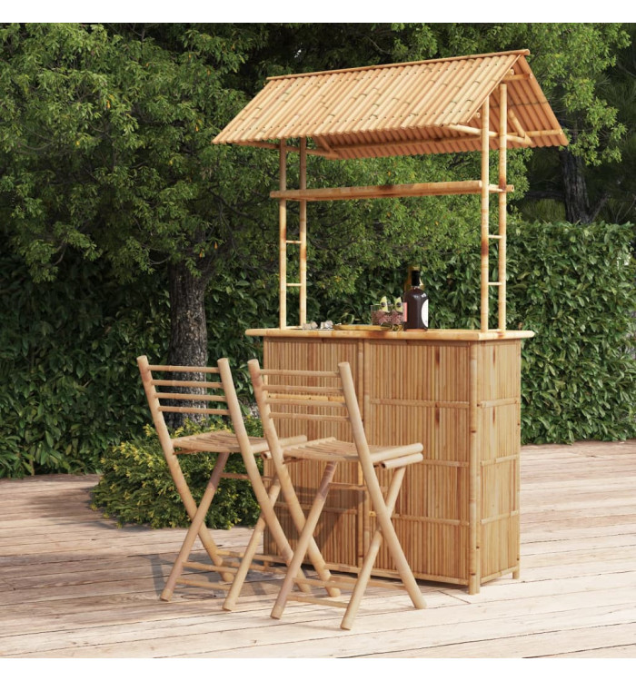 Mobilier de bar 3 pcs Bambou | Mobilier & Déco