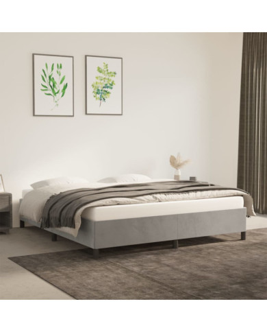 Cadre de lit sans matelas gris clair 180x200 cm velours | Mobilier & Déco