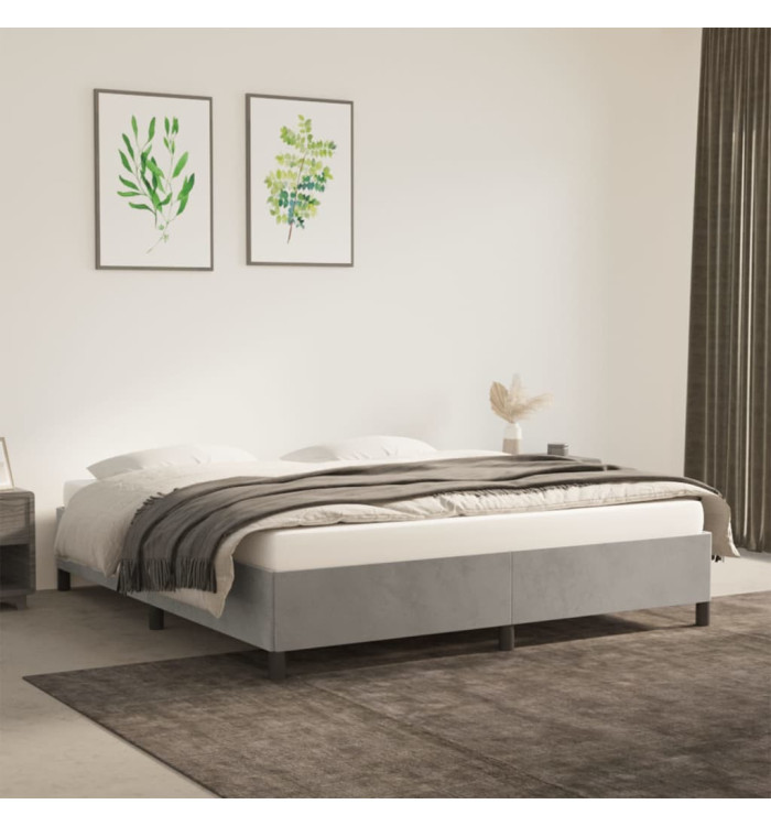 Cadre de lit sans matelas gris clair 180x200 cm velours | Mobilier & Déco