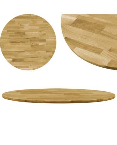 Dessus de table Bois de chêne massif Rond 23 mm 600 mm | Mobilier & Déco