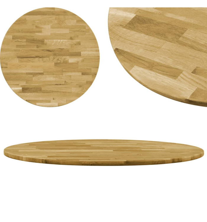 Dessus de table Bois de chêne massif Rond 23 mm 600 mm | Mobilier & Déco