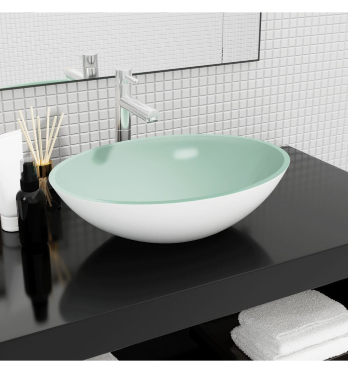 Lavabo Verre 50x37x14 cm Blanc | Mobilier & Déco